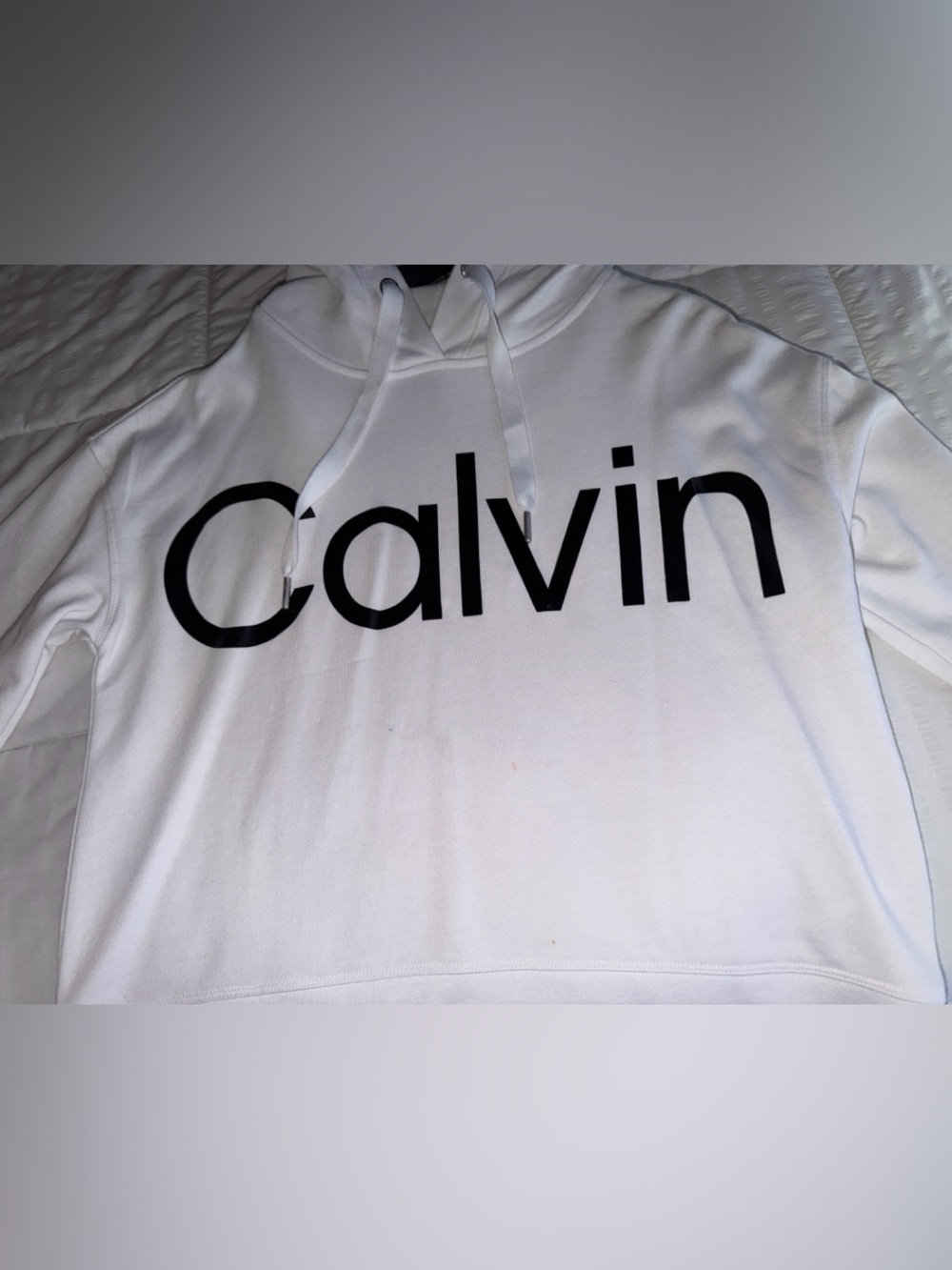 Calvin Klein White Crewneck Hoodie Very lightweight! UNISEX